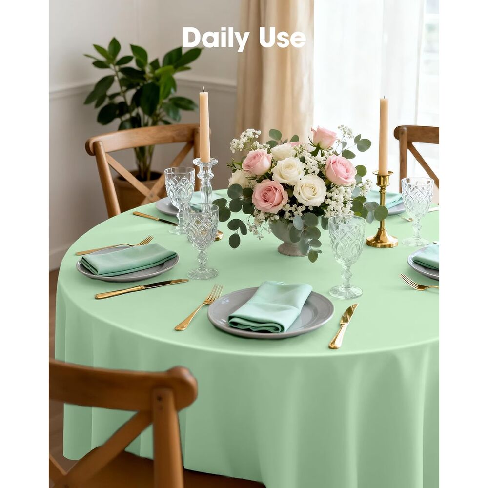 10 Pack, 84 Inch Round Plastic Tablecloth, Sage Green